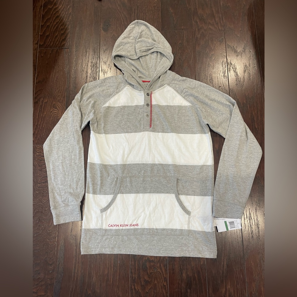 Calvin Klein Sweater Boys Small Gray Pullover Hoodie Casual Comfort Youth Kids